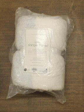 NWT Premier Comfort Cozy Sherpa Throw Blanket Light Navy Stripe Gray 50x60